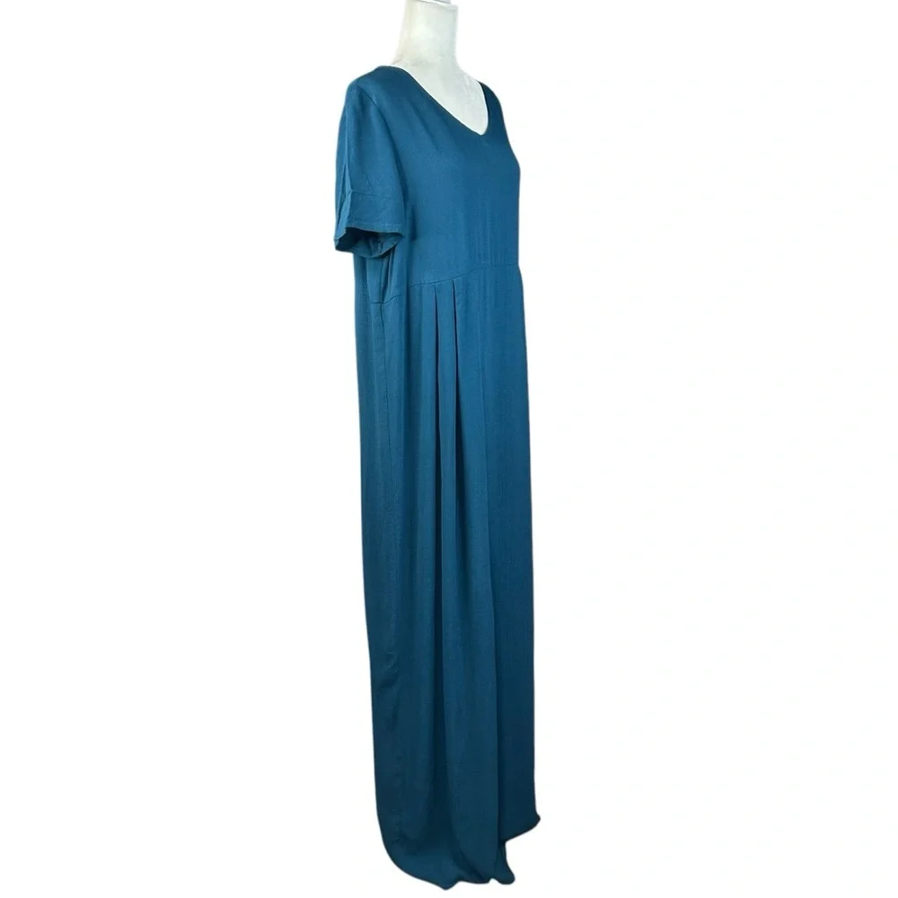Eileen Fisher Maxi Dress Large Lagenlook Flowy Empire Waist Spring Resort - Picture 3 of 8